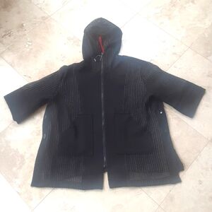 IC By Connie k Open Mesh Kit And Crepe Full Zip Front Hoodie With Pockets